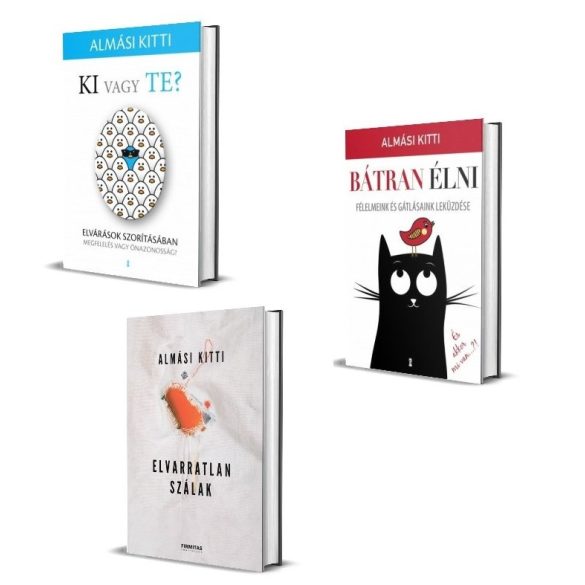 Almási Kitti: Elvarratlan szálak, Bátran élni és Ki vagy Te? könyvcsomag DEDIKÁLT