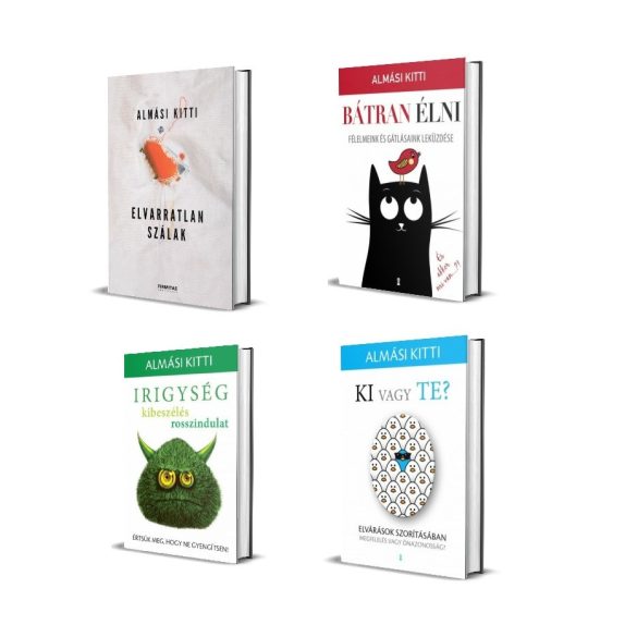 Almási Kitti: Elvarratlan szálak, Bátran élni, Ki vagy Te? és Irigység, kibeszélés, rosszindulat könyvcsomag DEDIKÁLT